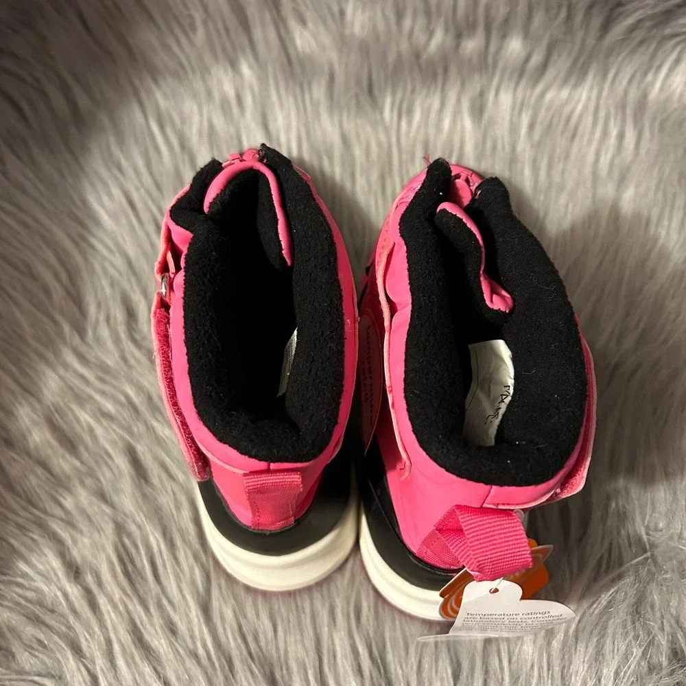 Wonder Nation Snow Boots Girls Size 13 Pink Front Zip Winter Shoes Ankle Boots